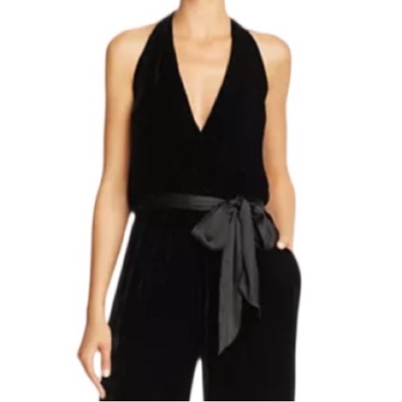 Alice and Olivia Cyprus Halter Neck Velvet Jumpsuit - Picture 3 of 9